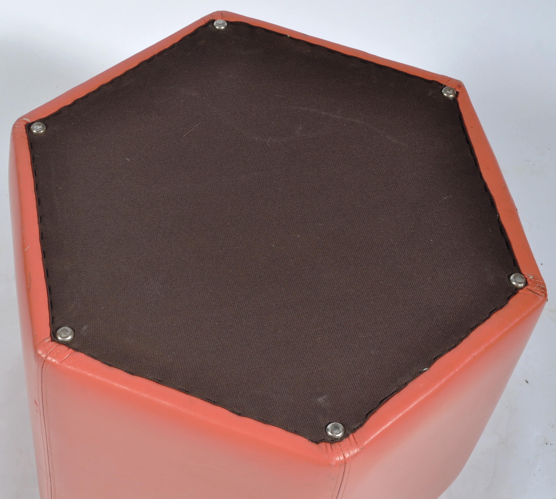 POSSIBLY DE SEDE MID CENTURY OCTAGONAL LEATHER SIDE TABLE - Image 3 of 3