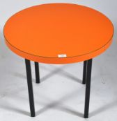 MID CENTURY ORANGE FORMICA TOPPED COFFEE / SIDE TABLE