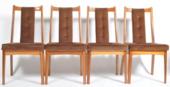 SET OF RETRO TEAK WOOD CHOCOLATE BROWN UPHOLSTERY DINING CHAIRS