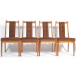 SET OF RETRO TEAK WOOD CHOCOLATE BROWN UPHOLSTERY DINING CHAIRS