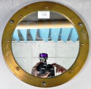 MID CENTURY DANISH BRASS FRAMED PORTHOLE MIRROR