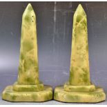 MATCHING PAIR OF ART DECO SLATE AND FAUX MARBLE OBELISKS