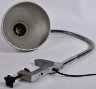 MID CENTURY CHROME AND ALUMINUM INDUSTRIAL GOOSENECK LAMP