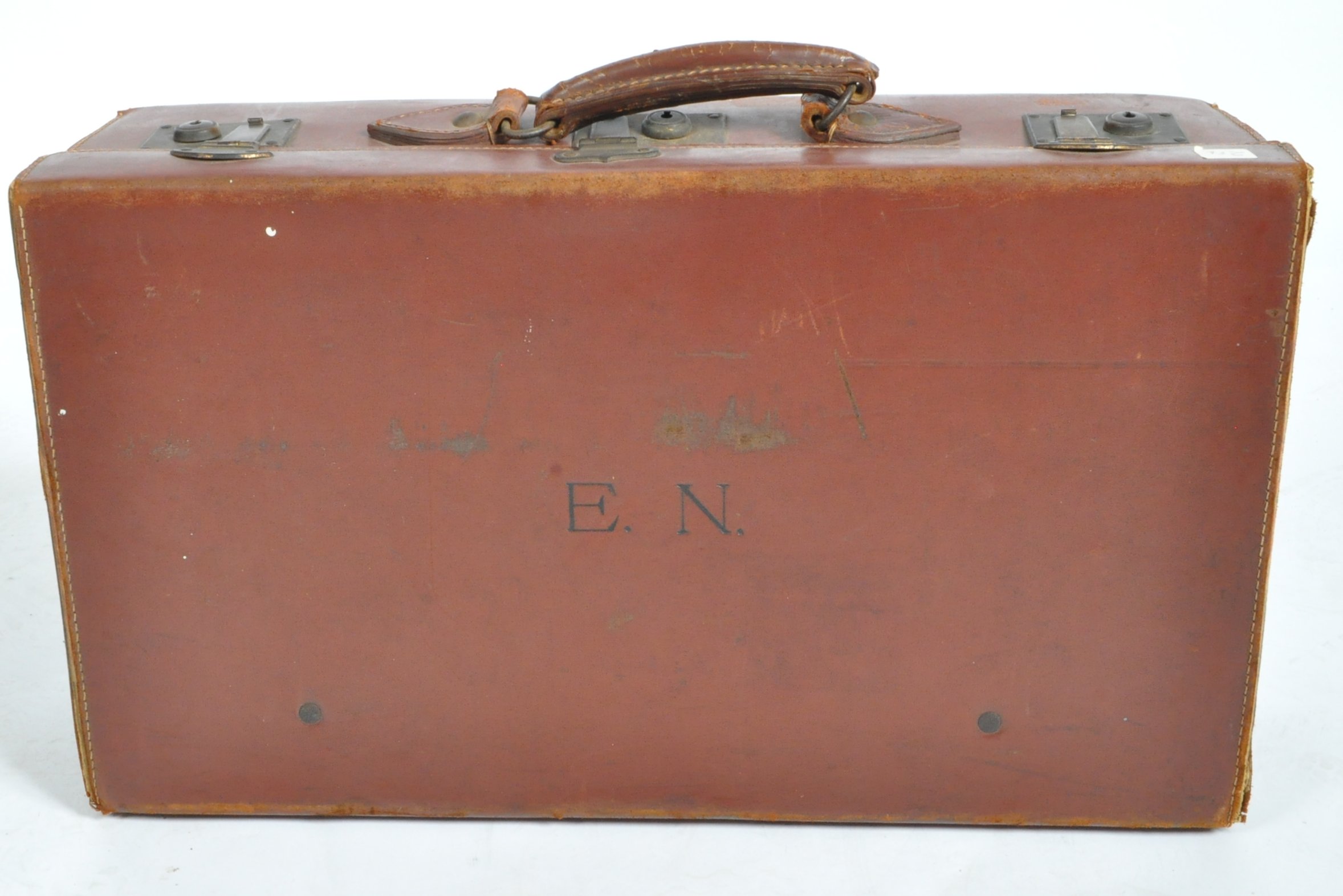 COLLECTION OF VINTAGE LUGGAGE - LEATHER SUITCASES - Image 3 of 14