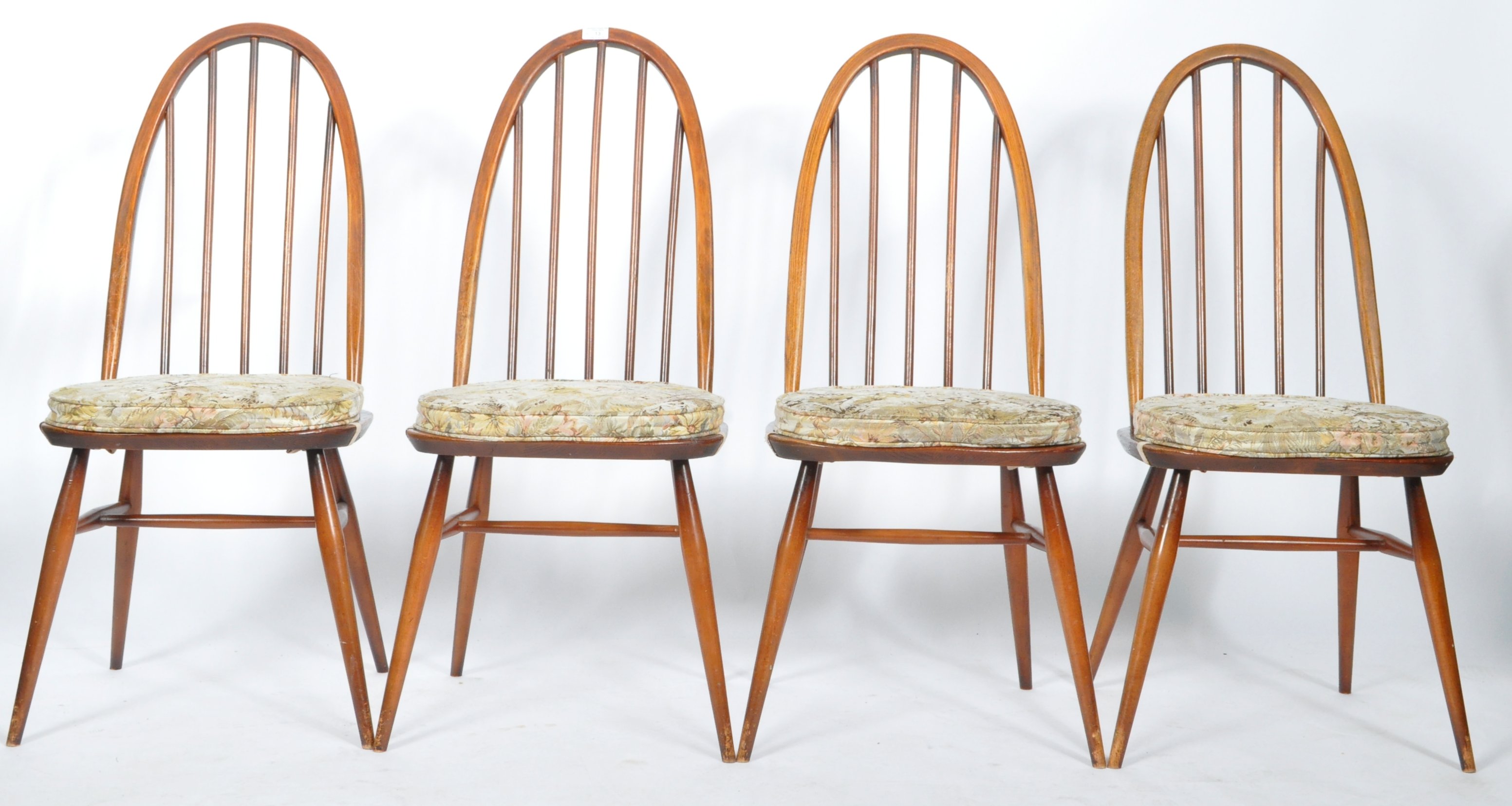 ERCOL QUAKER WINDSOR PATTERN SET OF FOUR DINING CHAIRS