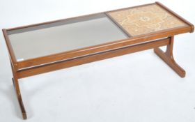 G-PLAN MID CENTURY TEAK, TILE AND GLASS TOPPED COFFEE TABLE