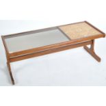 G-PLAN MID CENTURY TEAK, TILE AND GLASS TOPPED COFFEE TABLE