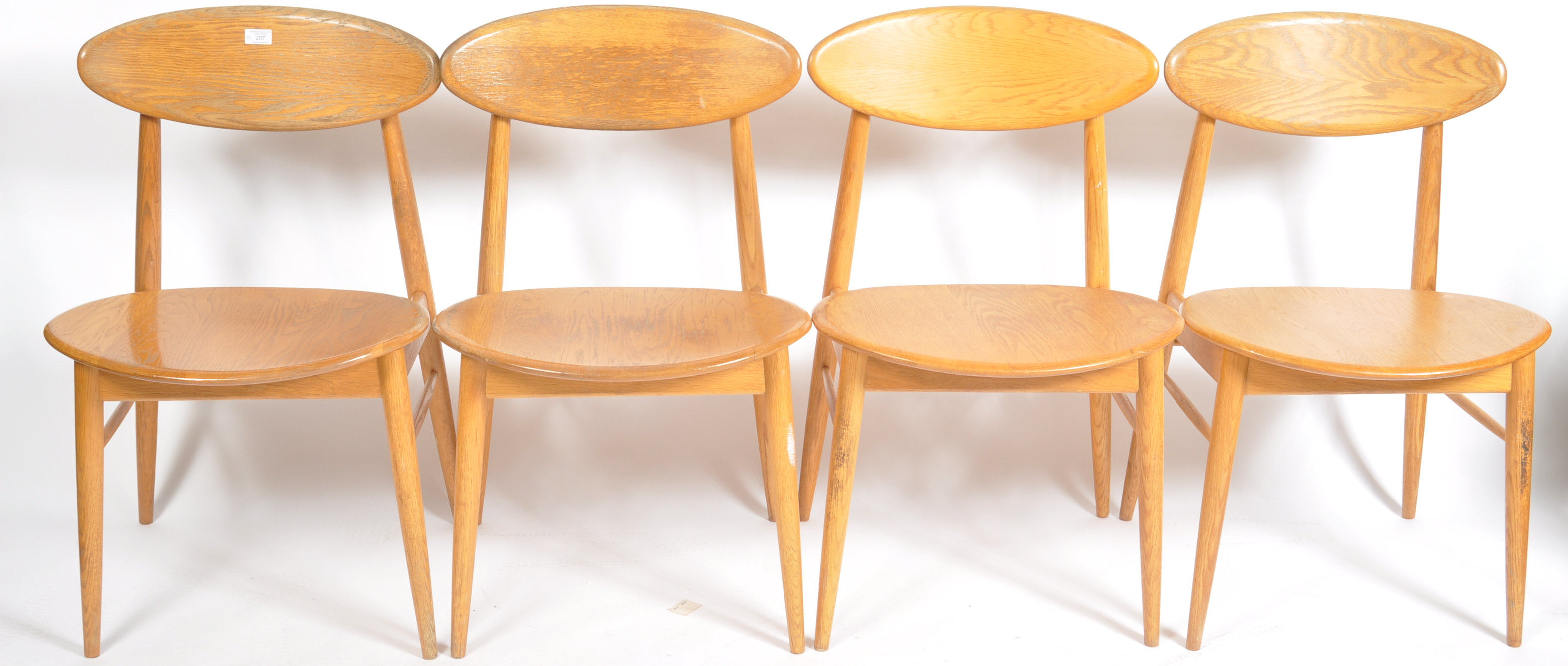 SET OF FOUR RETRO ELM DINING CHAIRS / SIDE CHAIRS - Image 2 of 8