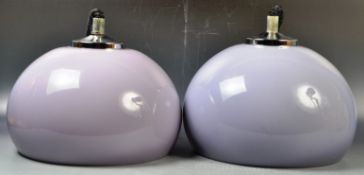 ATTRIBUTED TO HARVEY GUZZINI - PAIR OF LILAC RISE & FALL LIGHTS