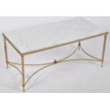 RETRO VINTAGE HOLLYWOOD REGENCY BRASS & MARBLE COFFEE TABLE.