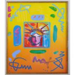 PETER MAX - LIBERTY HEAD II COLLAGE - MIXED MEDIA PAINTING