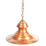 LARGE AND IMPRESSIVE 1950'S COPPER FACTORY CEILING LIGHT