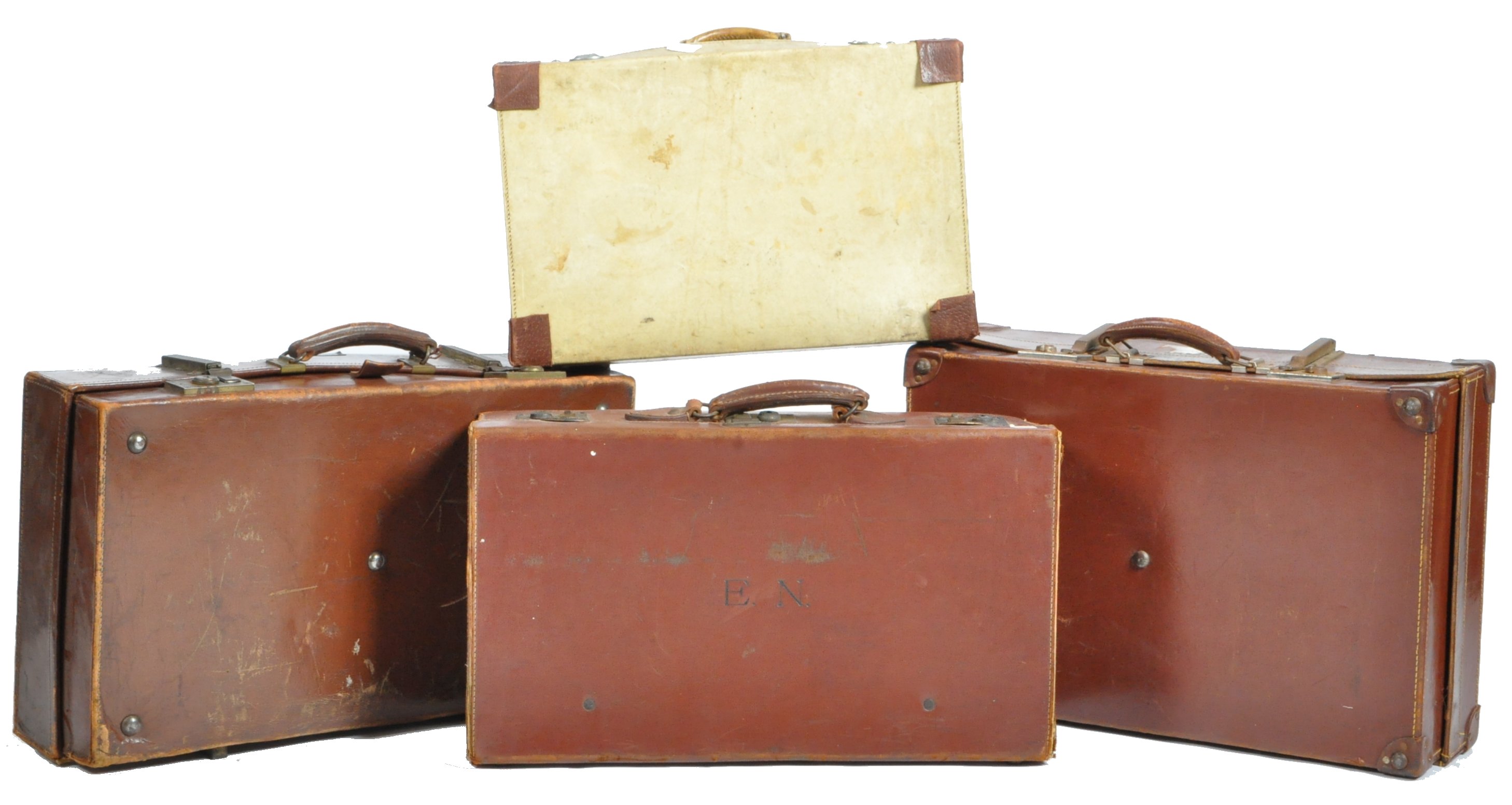 COLLECTION OF VINTAGE LUGGAGE - LEATHER SUITCASES