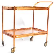 MID CENTURY COPPER TONE METAL TWO TIER DRINKS TROLLEY