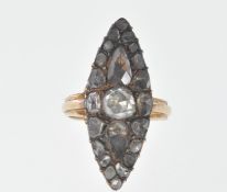 ANTIQUE DIAMOND AND GOLD NAVETTE RING