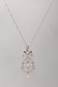 EDWARDIAN DIAMOND AND SEED PEARL PENDANT NECKLACE