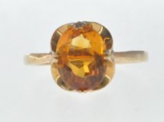 VINTAGE 9CT GOLD AND CITRINE DRESS RING