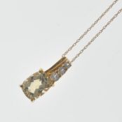 9CT GOLD AND CITRINE PENDANT NECKLACE