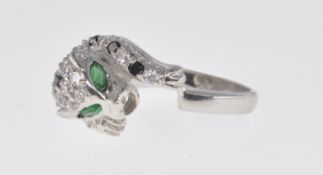 STAMPED 925 SILVER LADIES PANTHER DRESS RING SET WITH CZ'S