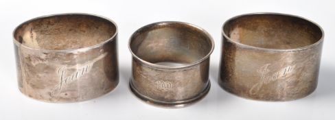 COLLECTION OF ANTIQUE HALLMARKED STERLING SILVER NAPKIN RINGS