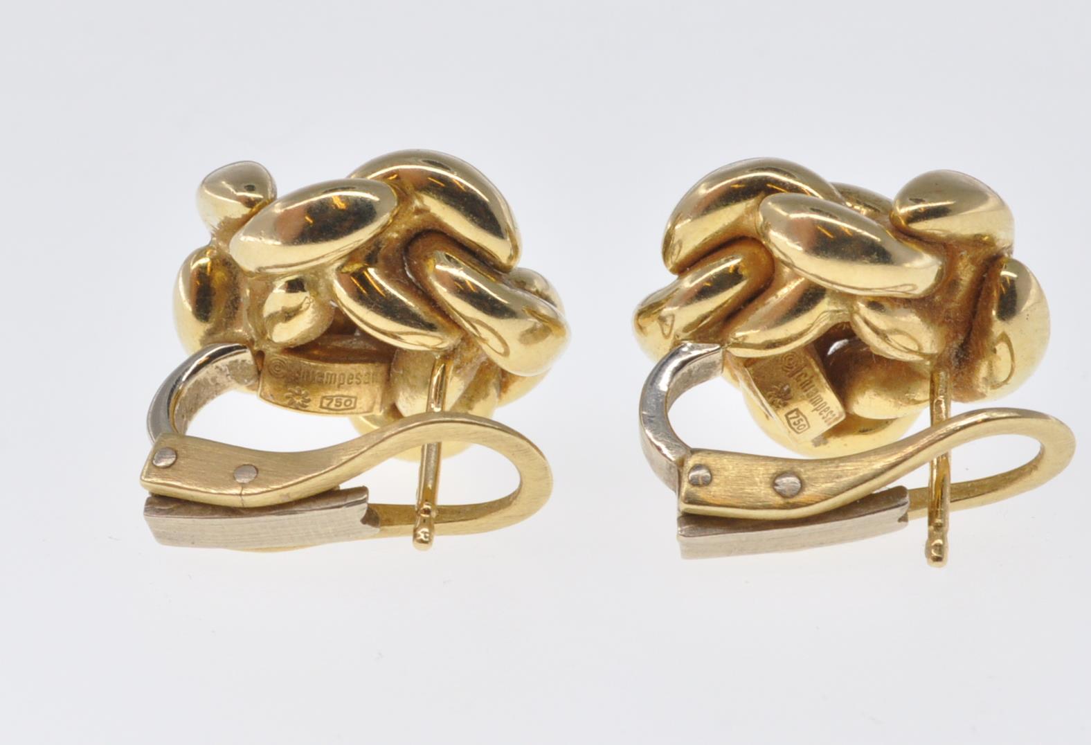 PAIR OF VINTAGE 18CT GOLD KNOT DESIGN STUD EARRINGS - Image 3 of 4