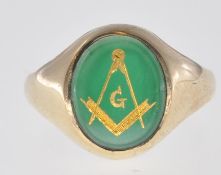 HALLMARKED 9CT GOLD MASONIC SIGNET RING.