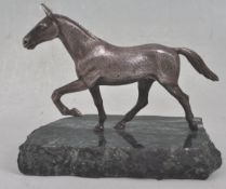 20TH CENTURY SILVER PLATED RACING HORSED DESK PAPERWEIGHT