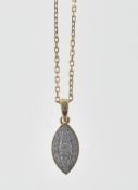 STAMPED 18CT GOLD AND DIAMOND PENDANT NECKLACE