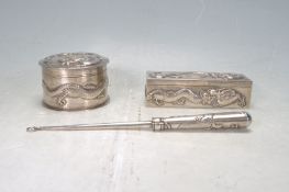 ZEE SUNG CHINESE DRAGON SILVER DRESSING TABLE ITEMS