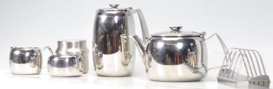 1960S OLD HALL CONNAUGHT STAINLESS STEEL TEA SET.
