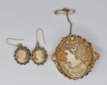 GROUP THREE 12CT GOLD CAMEO BROOCHES