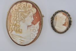 9CT GOLD CAMEO BROOCH WITH ANOTHER