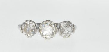 DIAMOND AND PLATINUM THREE STONE RING