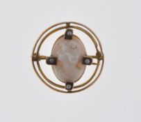 ANTIQUE 9CT GOLD CAMEO BROOCH
