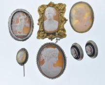 COLLECTION OF VINTAGE AND ANTIQUE CAMEO BADGES.