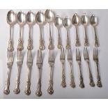 VICTORIAN HALLMARKED SILVER CUTLERY SET OF SPOONS AND FORKS.