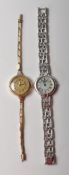 LADIES STAMPED 925 SILVER WRISTWATCH WITH GOLD PLATED WRISTWATCH.