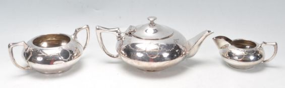 20TH CENTURY THREE PIECES SILVER PLATED TEA SERVICE