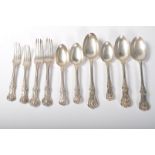 SET OF MATCHING GEORGIAN AND VICTORIAN SILVER CUTLERY FLATWARE.