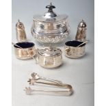 20TH CENTURY SILVER HALLMARKED CONDIMENT CRUET SET.