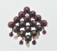 VINTAGE FRENCH GARNET AND PEARL BROOCH