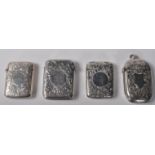 GROUP OF FOUR VICTORIAN SILVER HALLMARKED VESTA CASES.