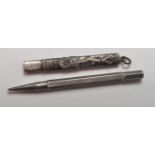 TWO SILVER PROPELLING PENCILS AND CASE