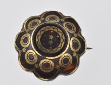 19TH CENTURY VICTORIAN TORTOISE SHELL MOURNING BROOCH