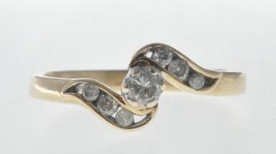 9CT GOLD AND DIAMOND CROSSOVER RING