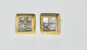 18CT GOLD AND DIAMOND STUD EARRINGS
