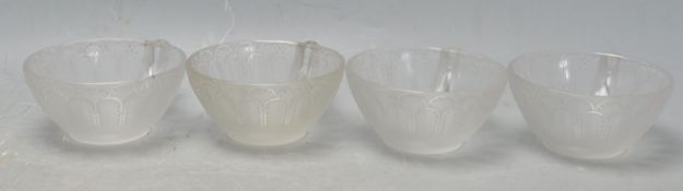 SET OF FOUR JAFFA PATTERN FROSTED GLASS ICE CREAM CUPS