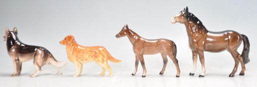 COLLECTION OF BESWICK AND SIMILAR DOG AND HORSE FIGURES.