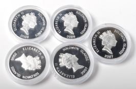 COLLECTION OF FIVE MARITIME RELATED .925 SILVER $25 DOLLAR COINS