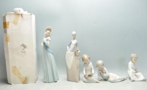 FIVE VINTAGE RETRO NAO BY LLADRO CERAMIC PORCELAIN FIGURINES